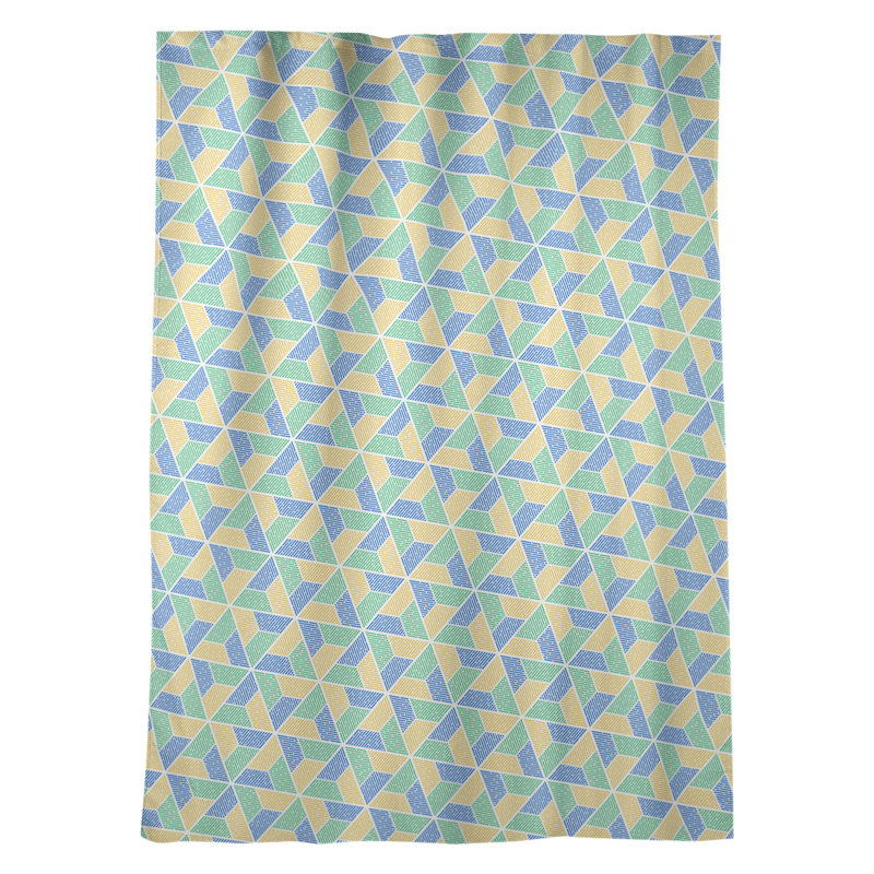 Panneau de rideau simple transparent avec passe-tringle trapézoïdals, Vert / Jaune/bleu