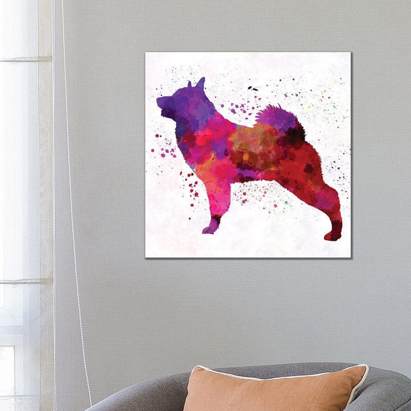Norwegian Elkhound In Watercolour by Paul Rommer - Wrapped Canvas Gallery-Wrapped Canvas Giclée, 66.04 cm H x 66.04 cm W