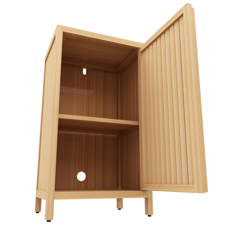 Armoire de salle de bain 29,53 "en bambou naturel avec porte et tablette pour petits espaces, salle de bain