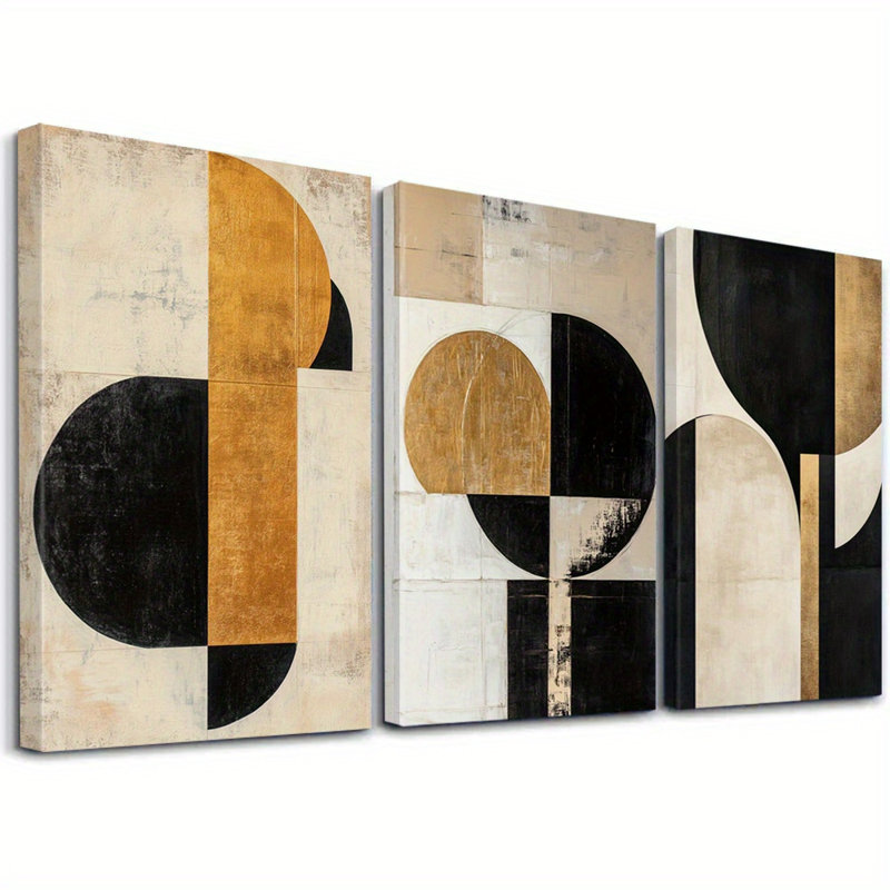 Impression sur toile noire et dorée rétro 3 pièces pour une maison élégante, 30 * 20 pouces 3 pièces