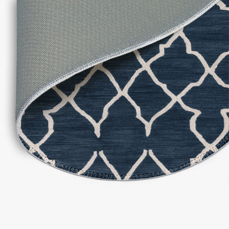 Trellis Gray Indoor and Outdoor Area Rug, Round 5'