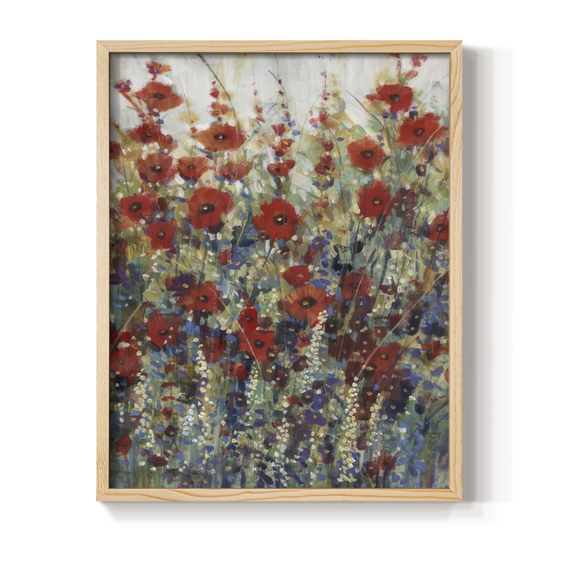 «Garden Poppies II», reproduction encadrée - bois massif, H 21 po x l 17 po, Naturel