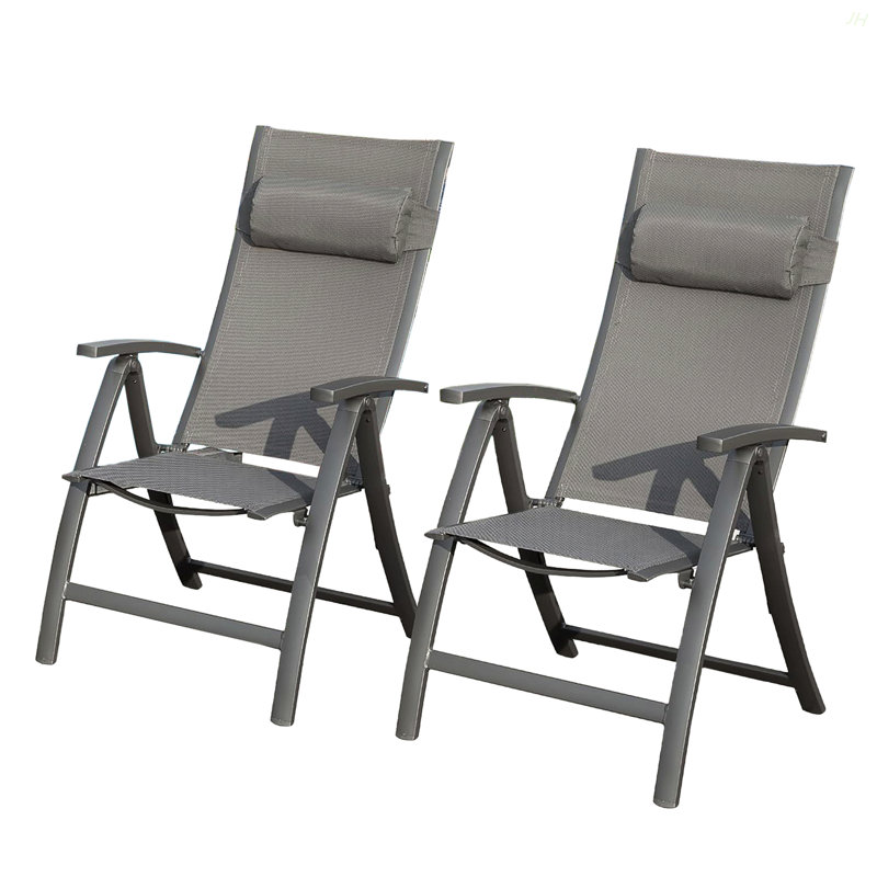 Ensemble de 2 chaises de patio pliantes en tissu textilène