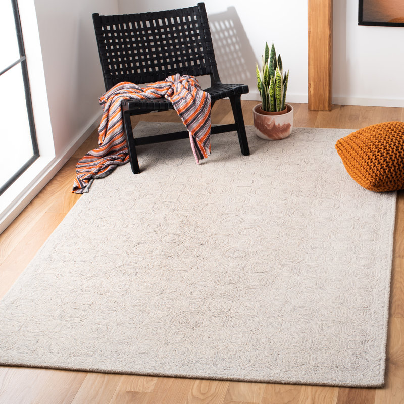 Tapis géométrique en laine et en coton touffeté à la main Geraint, Rectangle 4 pi x 6 pi