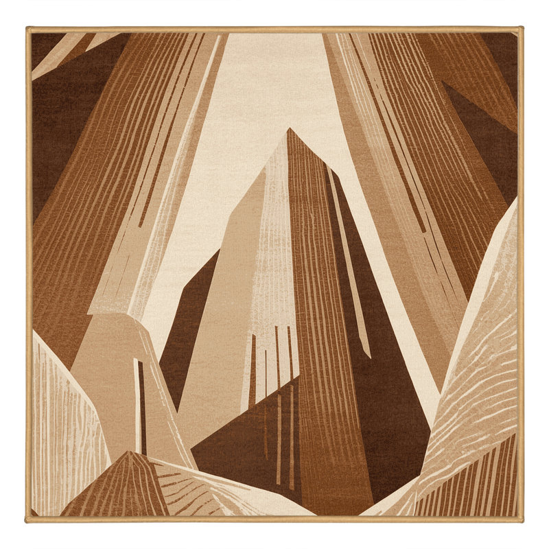 Soft Plush Benziger Modern & Contemporary Abstract Area Rug in Brown – LightBrown Binding, 8' Square