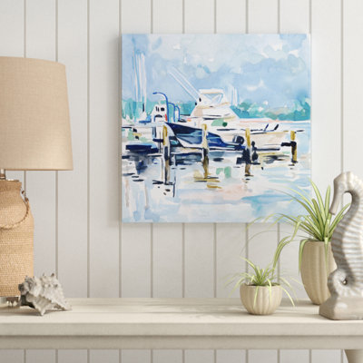 Watercolor Marina II by Emma Scarvey - Wrapped Canvas Painting