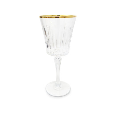 Ensemble de 6 verres à vin avec design linéaire et bordure dorée