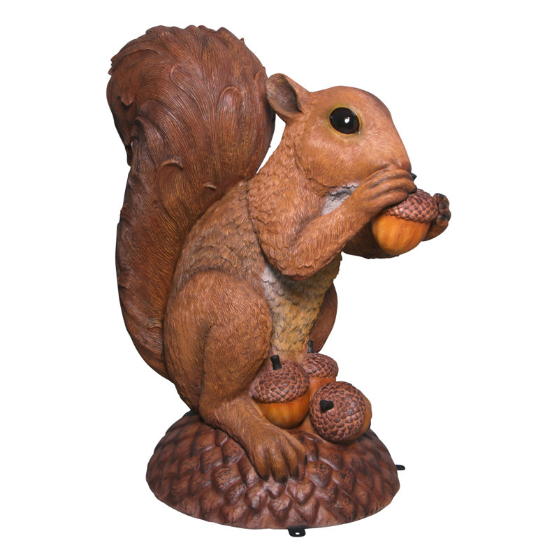 Large Brown Resin Squirrel Statue with Acorns