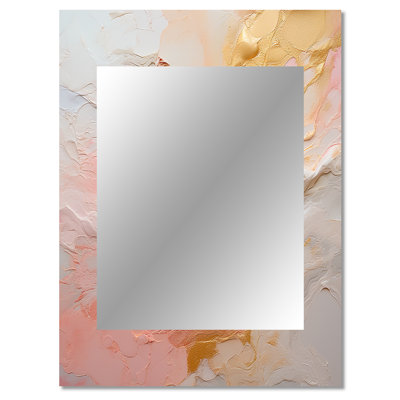 Gold And Pink Paint Fusion I - Abstract Painting Large Mirror, Modern Decorative Wall Mirror, Printed Metal Art