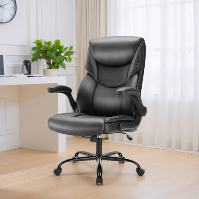 Fauteuil de bureau à la maison ergonomique à haut dossier avec roulettes, accoudoirs relevables, hauteur réglable
