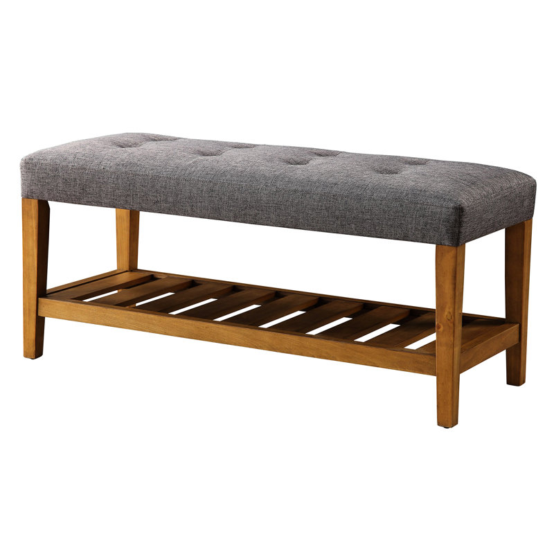 Banc de chambre gris avec grand espace et tablette de rangement élégante pour - ajoute une touche de luxe