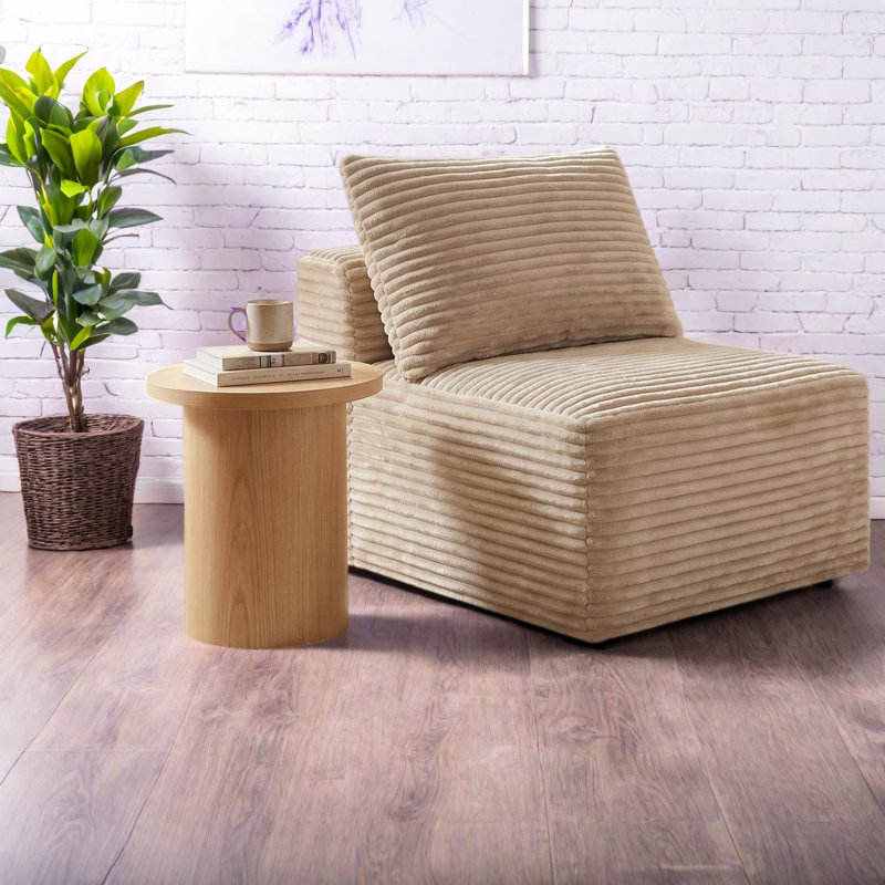 Space Saving Accent Chairs, Camel Corduroy Modern Floor Sofa for Home