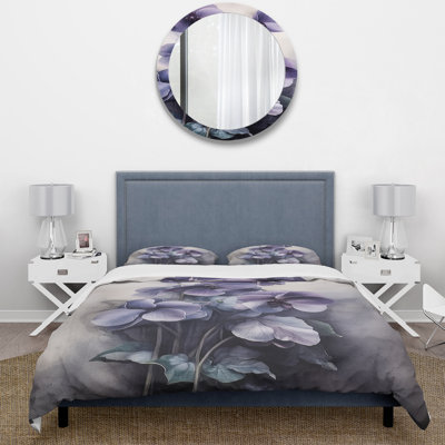 Purple Grey Violets Dream II - Floral Duvet Cover Set