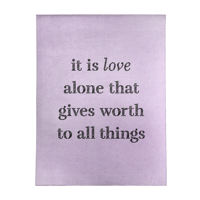 Tapis en poly-chenille à citation manuscrite love, Rectangle 8 pi x 10 pi