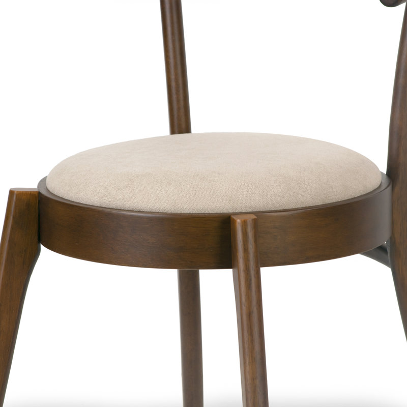 Baca 18.5'' H Fabric Upholstered Armchair, Walnut Frame with Beige Seat