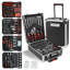 910Pcs Trousse à outils pour roulettes avec serrure, 4 couches de trousses à outils avec 2 roues portatives, clé à douille, boîte à outils roulante, trousse à outils pour le garage, trousse de réparation