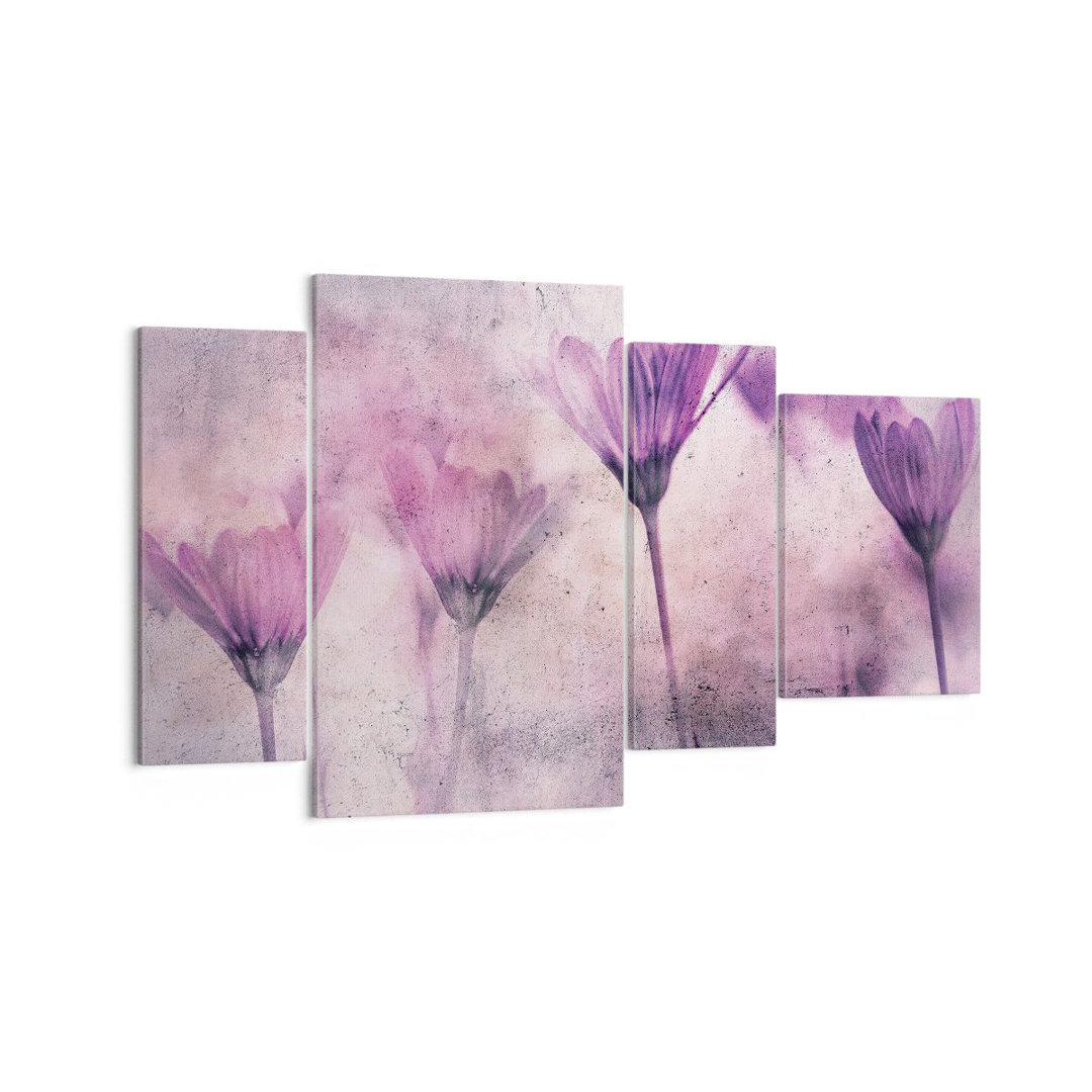 4-tlg. Leinwandbilder-Set Flowers Pink Vintage