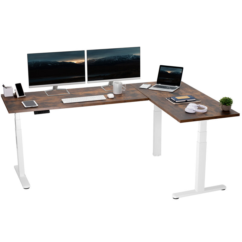 Bureau en coin VIVO Electric 78 po x 55 po, série 3E5SW, Brun rustique rétro