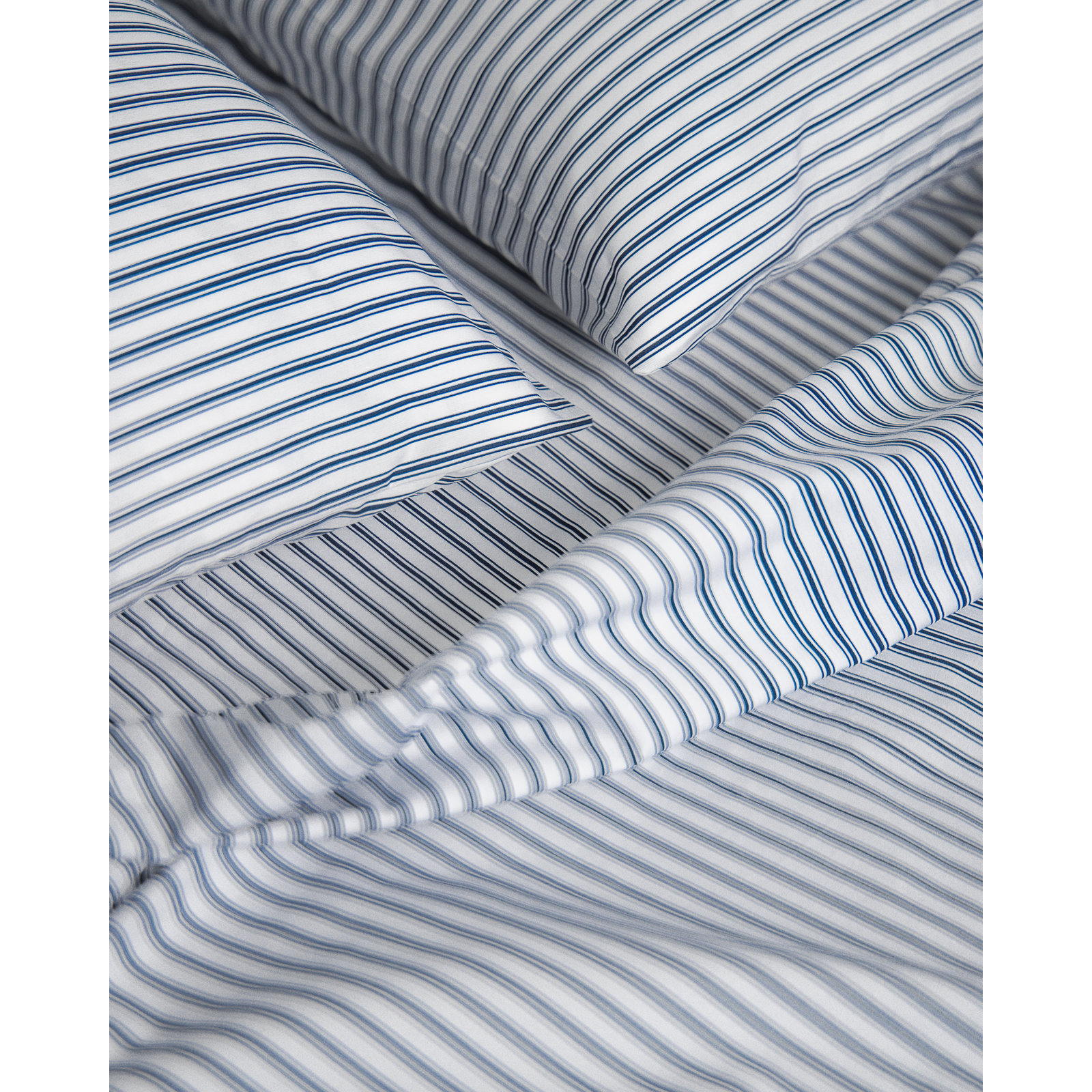 Navy French Ticking Crib Sheet, King Sheet Set with 2 Pillowcases