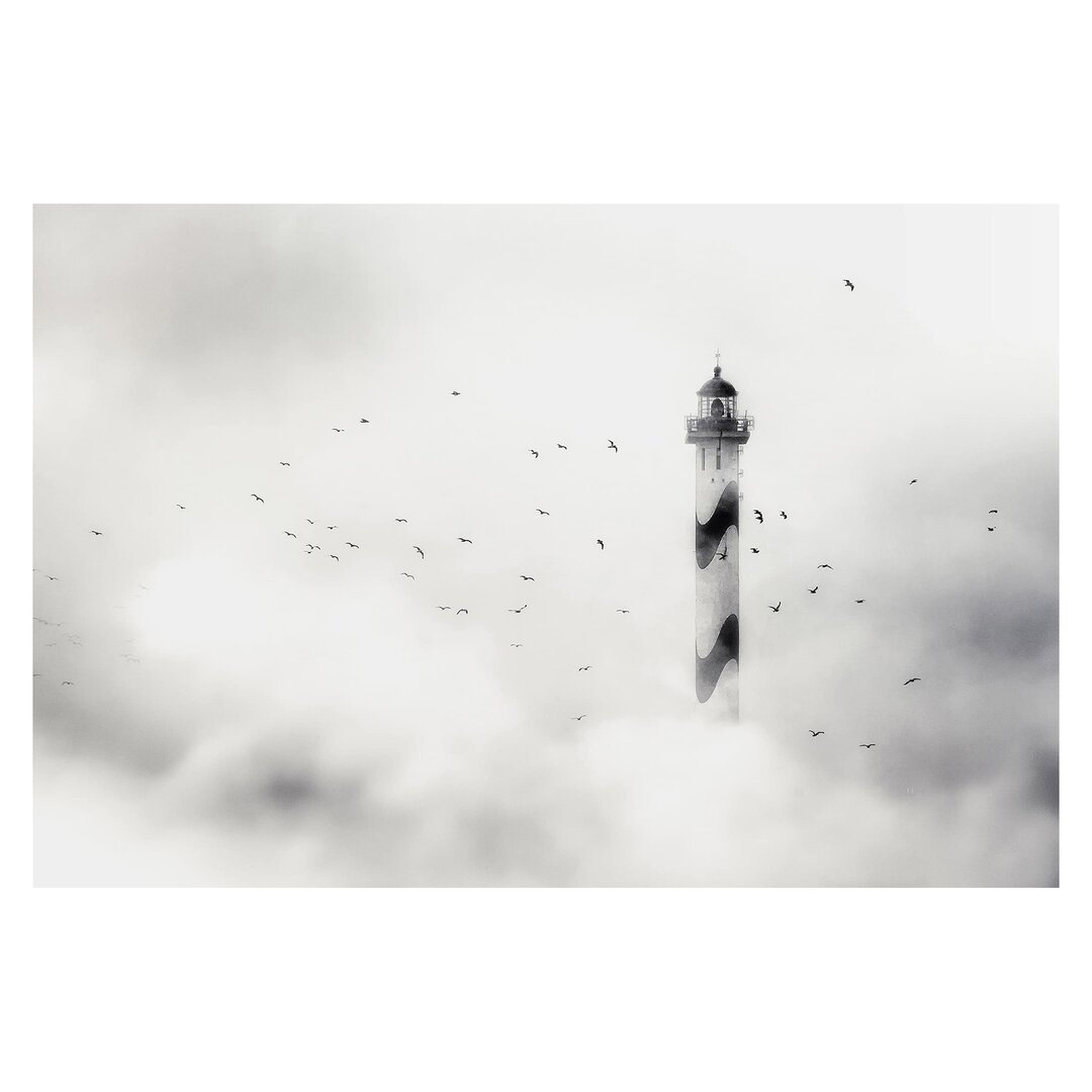 Strukturierte Fototapete Lighthouse in the Fog 1,9 m x 288 cm