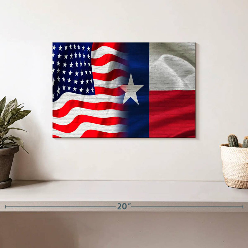 Borges US And Texas Flag, 8" H x 12" W