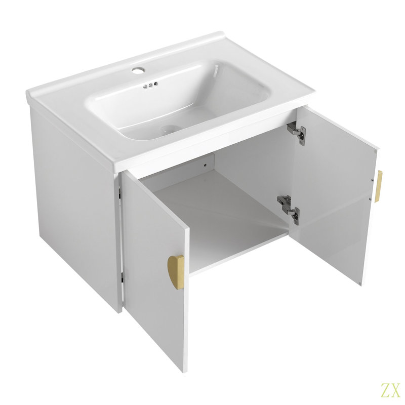 Meuble-lavabo à fermeture en douceur 28 po avec lavabo, pour petite salle de bain (emballage KD), 28"