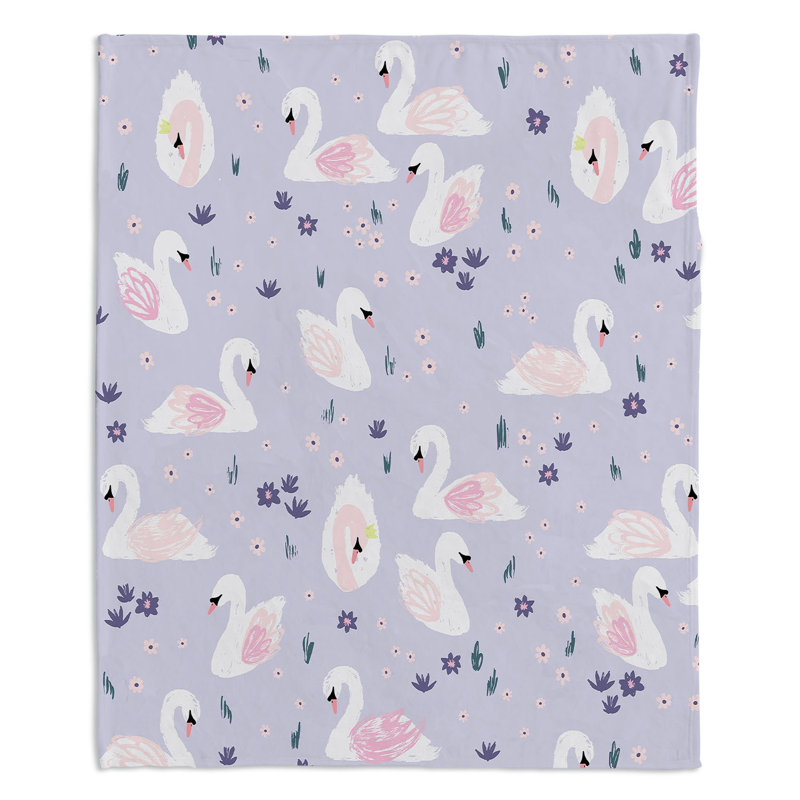  Couverture Swans, 68 po x 80 po, Mauve clair