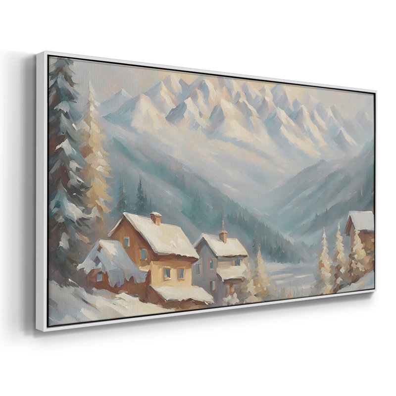Série paysage - CCCCXIV - Toile tendue avec châssis encadré - Prêt à être accroché, H 17 po x l 33 po, Blanc