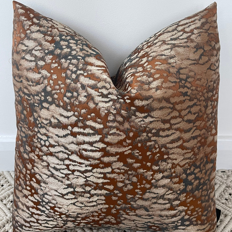 Abstract Square Cushion Cover, Brown/White