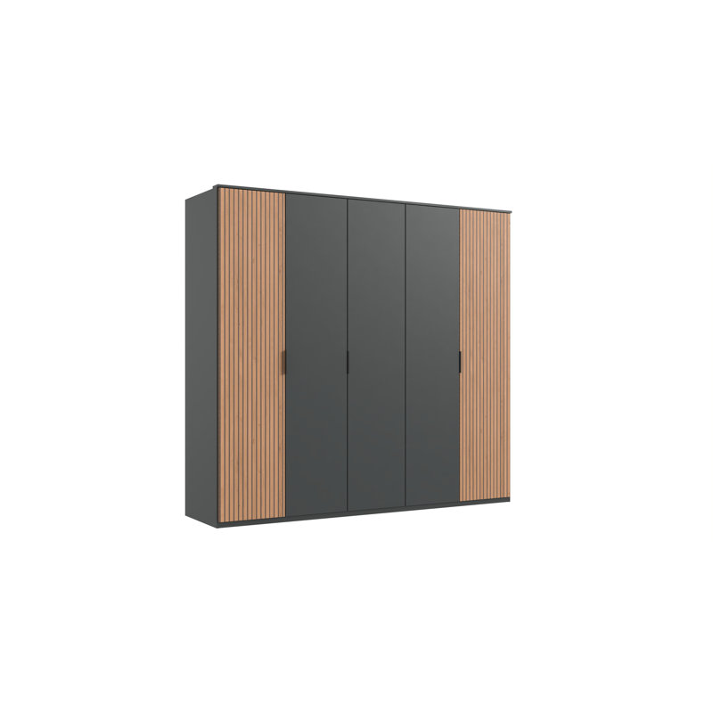 Nakishia 5 Door Manufactured Wood Wardrobe, Wood/Black