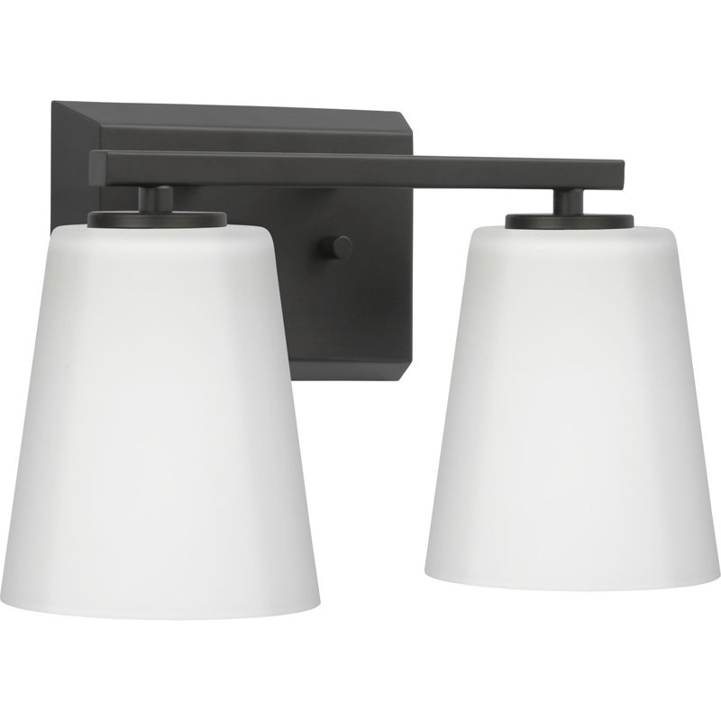 2 - Light Dimmable Vanity Light, White, Matte Black