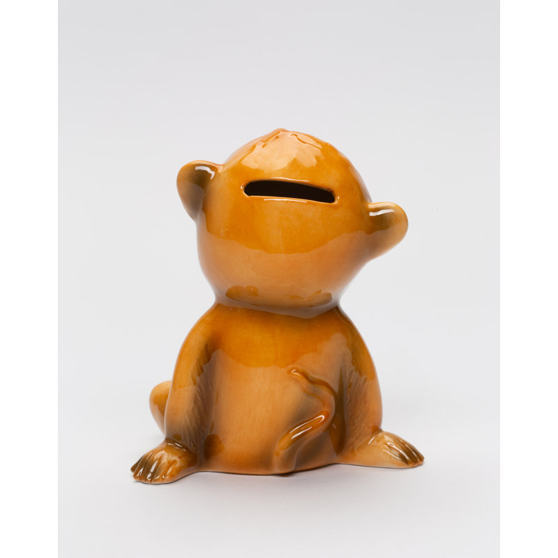 Fine Porcelain Brown Monkey Coin Bank- 5"H