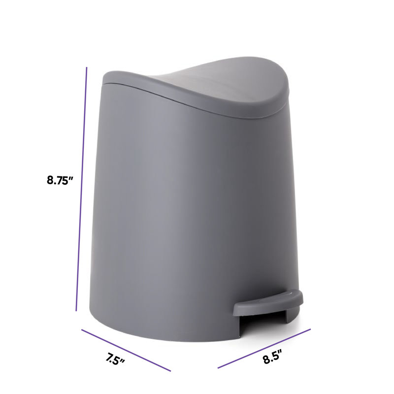Superio Mini Bathroom Step-on Trash Can, 3 L, Tan, Gray