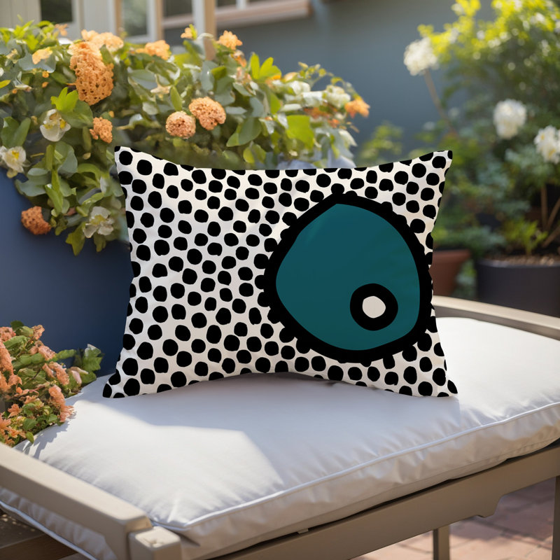 Coussin lombaire réversible intérieur / extérieur Jai Abstract, H 14 po x l 20 po, Émeraude