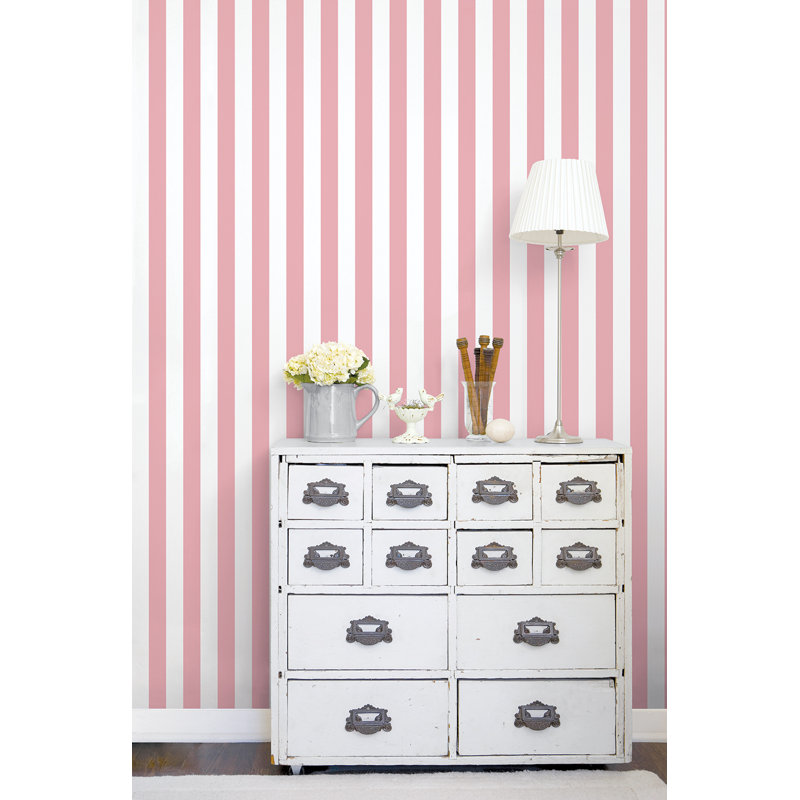 Divisadero 10m x 53cm Matte Wallpaper Roll, Pink/White