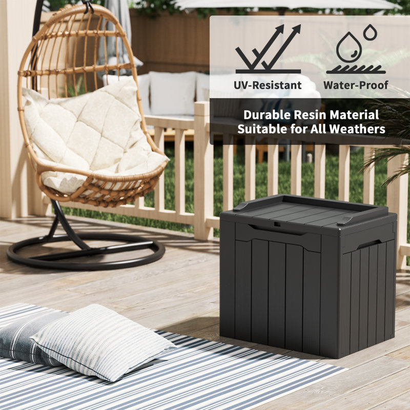 Devoko 32 Gallon Water Resistant Lockable Deck Box With Seat