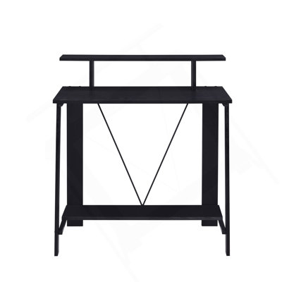 Bureau d'écriture noir avec tablette supérieure