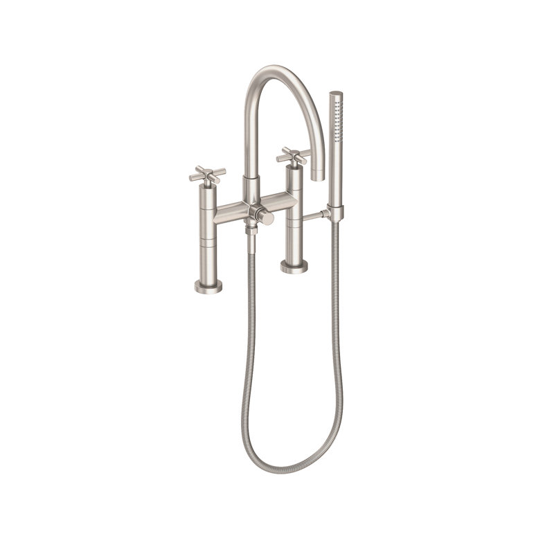 Exposed Tub & Hand Shower Set - Deck Mount, Satin Nickel