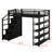 Loft Bed with Storage Shelves, Cabinets and Built-in Wardrobe