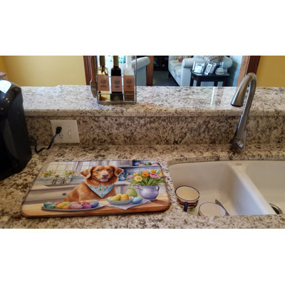 Decorating Easter Nova Scotia Duck Tolling Retriever Dish Drying Mat
