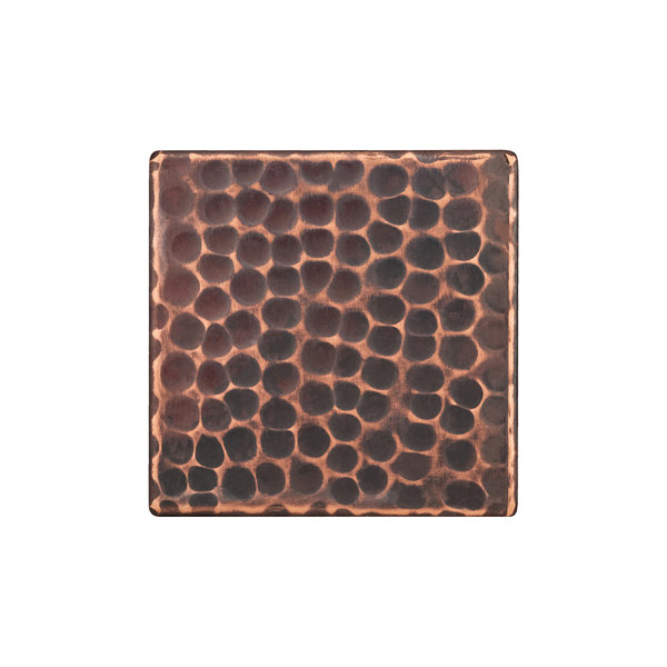 3" x 3" Hammered Copper Tile - Quantity 8