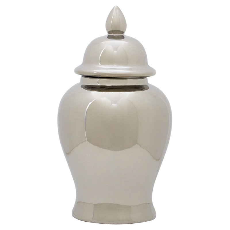 Ceramic / Porcelain Jar, 49cm H x 26cm W x 26cm D, Silver