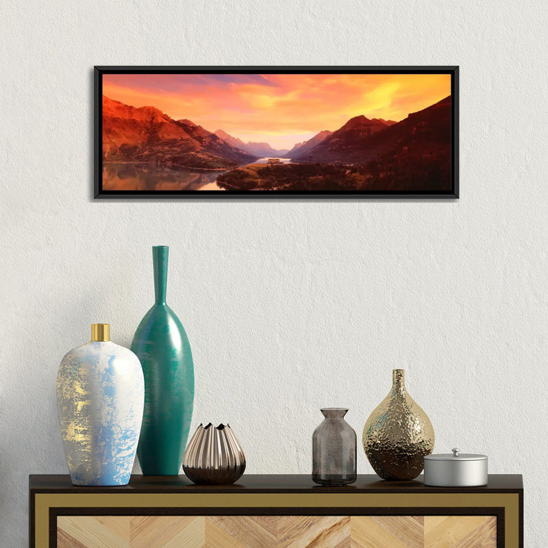 « panoramique waterton lacs national park, alberta, canada », reproduction de photo sur toile, H 20 po x l 60 po x P 1,5 po