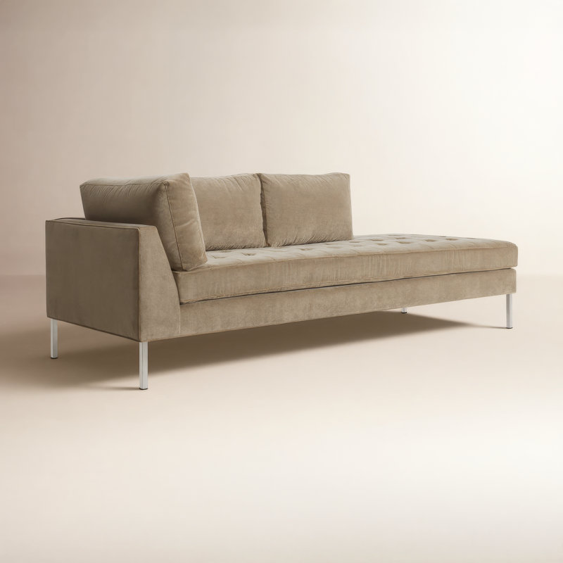 Paramount Chaise Lounge, Sanford Ceramic Crossweave, Stainless Steel, Left Hand Facing