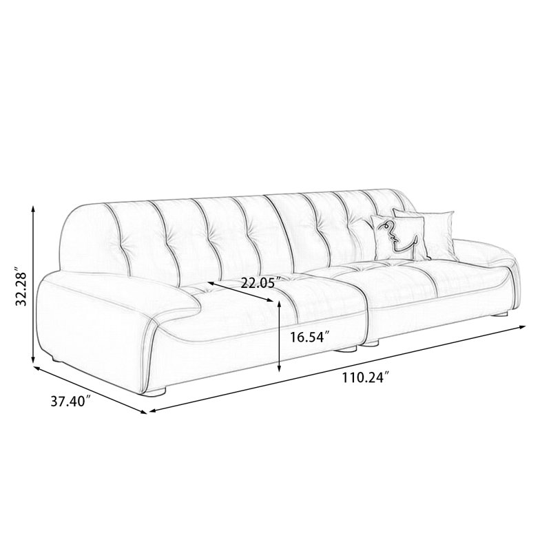 Canapé modulaire noir en cuir véritable, H 32,28 po x l 110,24 po x P 37,4 po, Noir