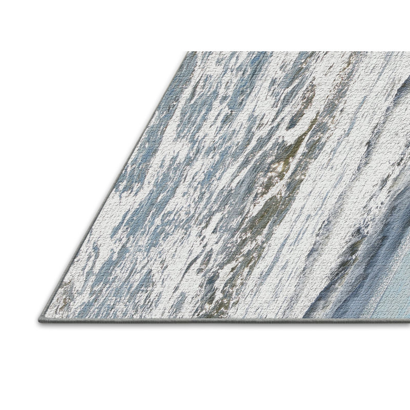 Tapis bleu Ocean Waves, Rectangle 2 pi x 5 pi