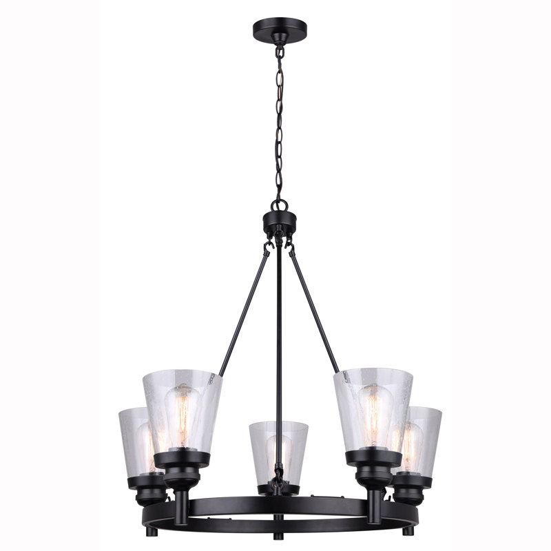 Lustre en roue de chariot à 5 lumières
