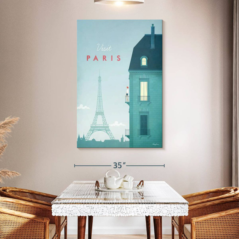 Affiche de voyage rétro Aime Paris, H 51 po x l 34 po