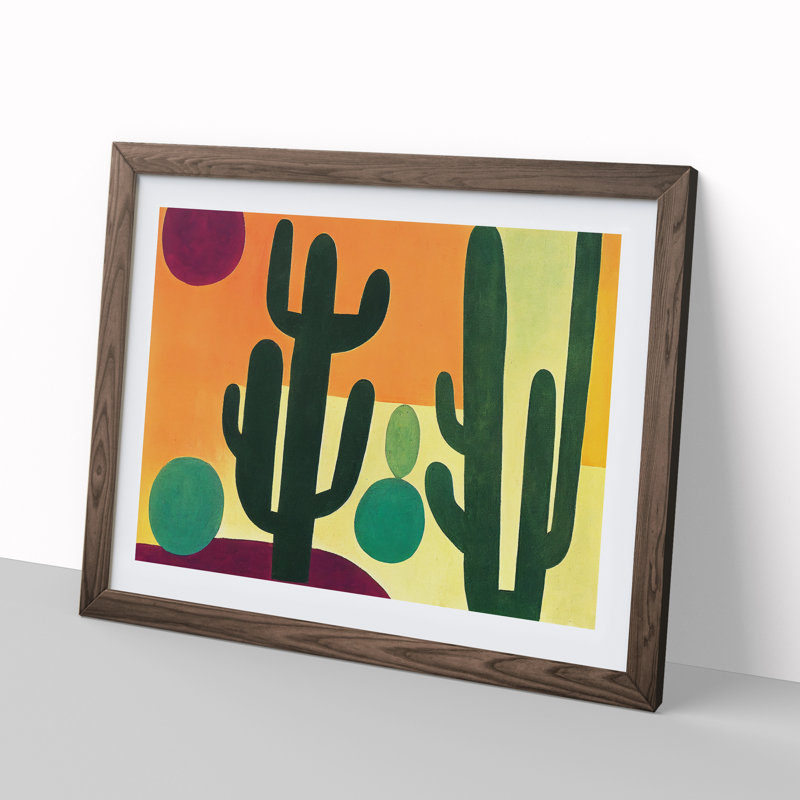 Abstract Cactus Vol.1 - Framed Print, 46cm H x 64cm W x 2cm D, Walnut