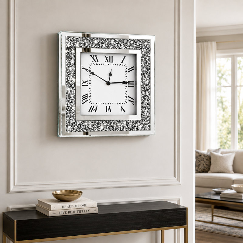 Diamond Mirrored Square Wall Clock
